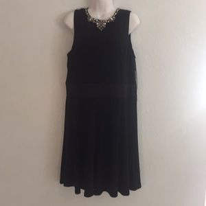 Ralph Lauren 16P Holiday Rhinestone Black Dress